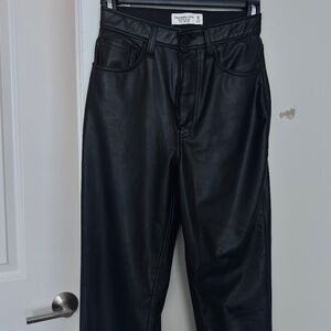 Abercrombie & Fitch Ultra High Rise Ankle Straight Leather pants